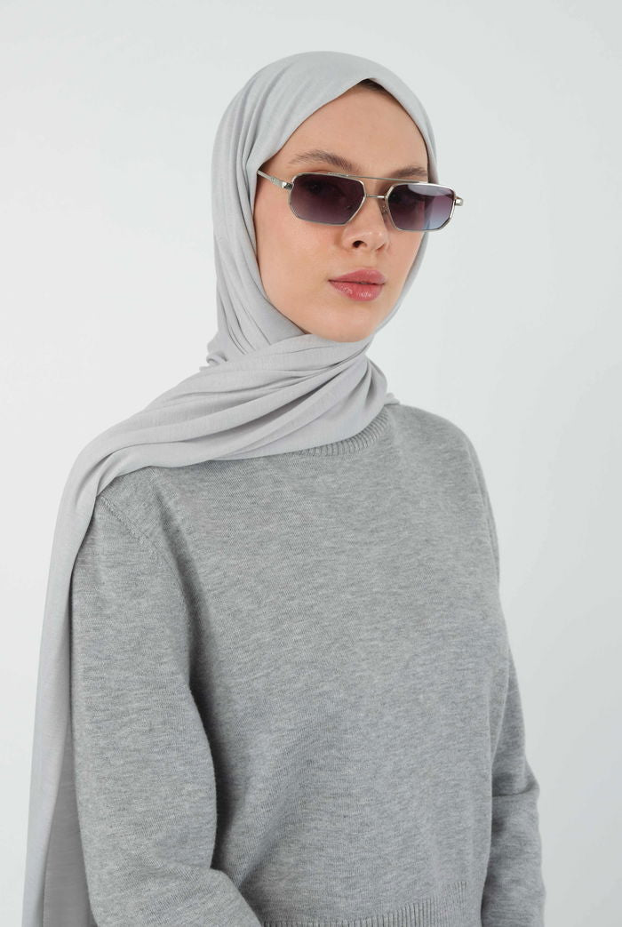 Combed Cotton Shawl Light Gray