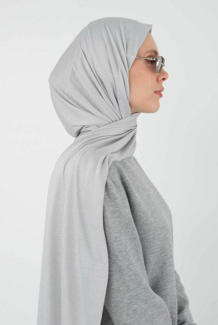 Combed Cotton Shawl Light Gray