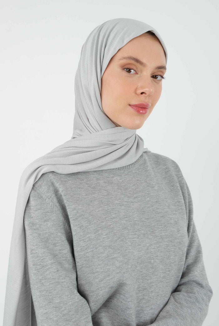 Combed Cotton Shawl Light Gray