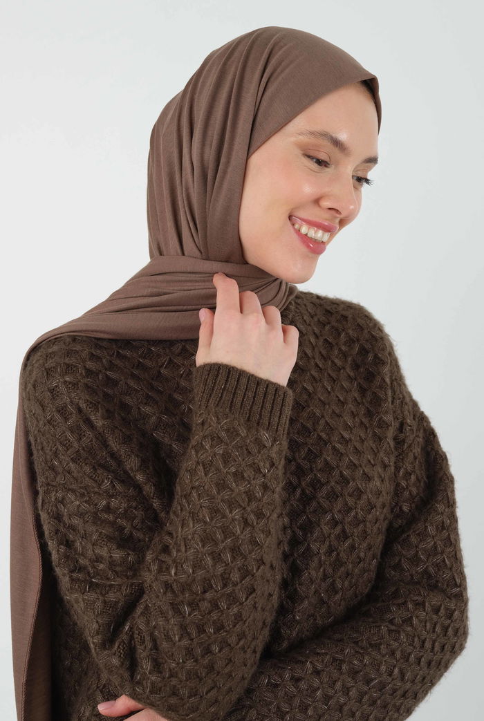 Combed Cotton Shawl Dark Hazelnut