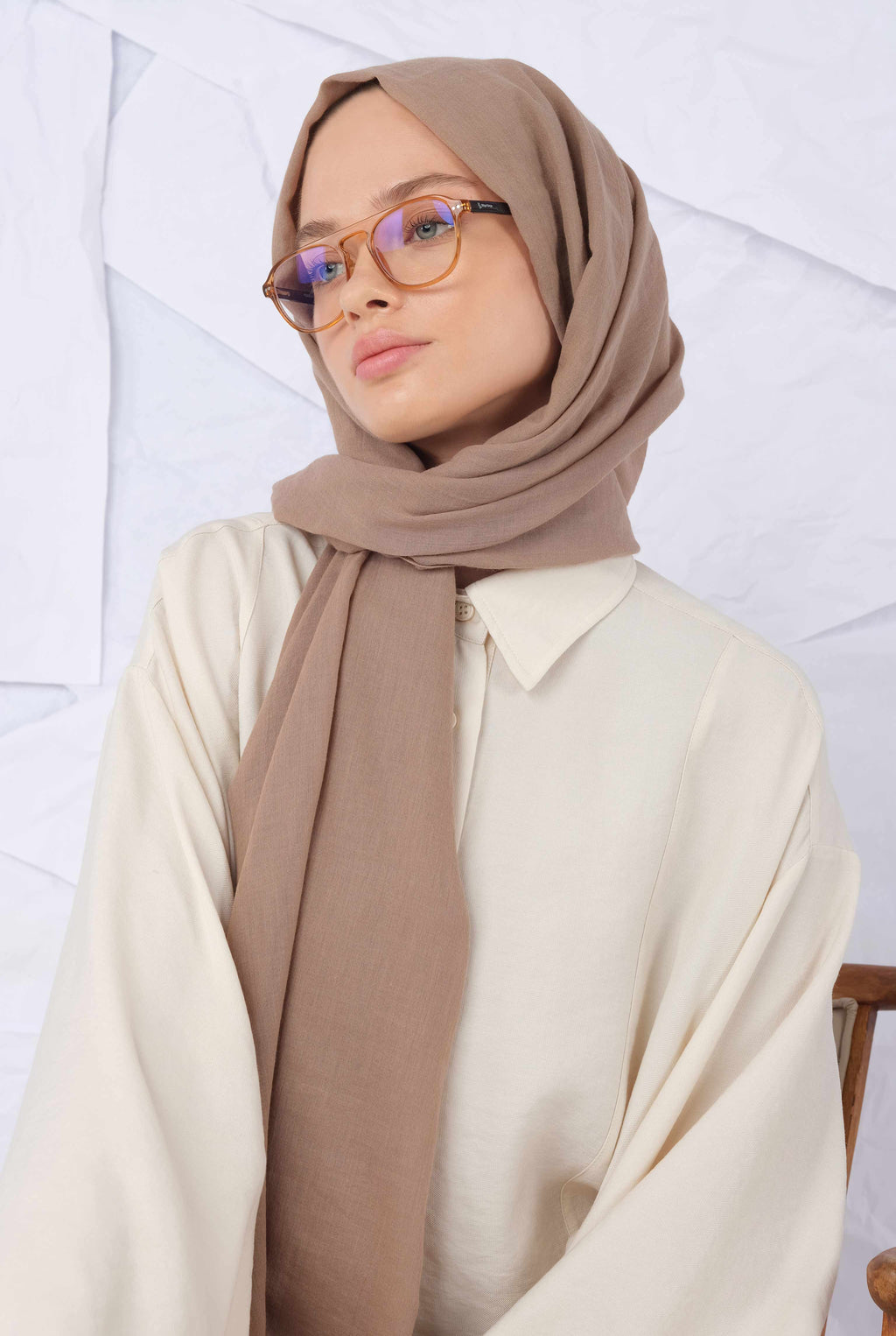 Cotton Shawl Light Hazelnut