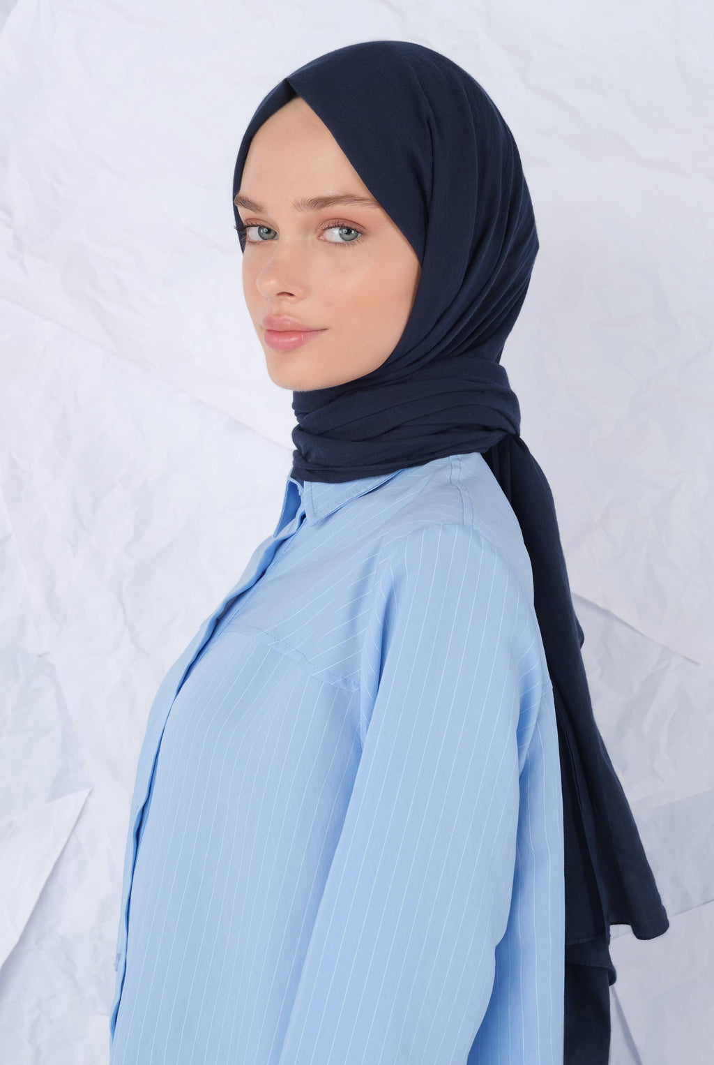 Cotton Shawl Office Navy Blue
