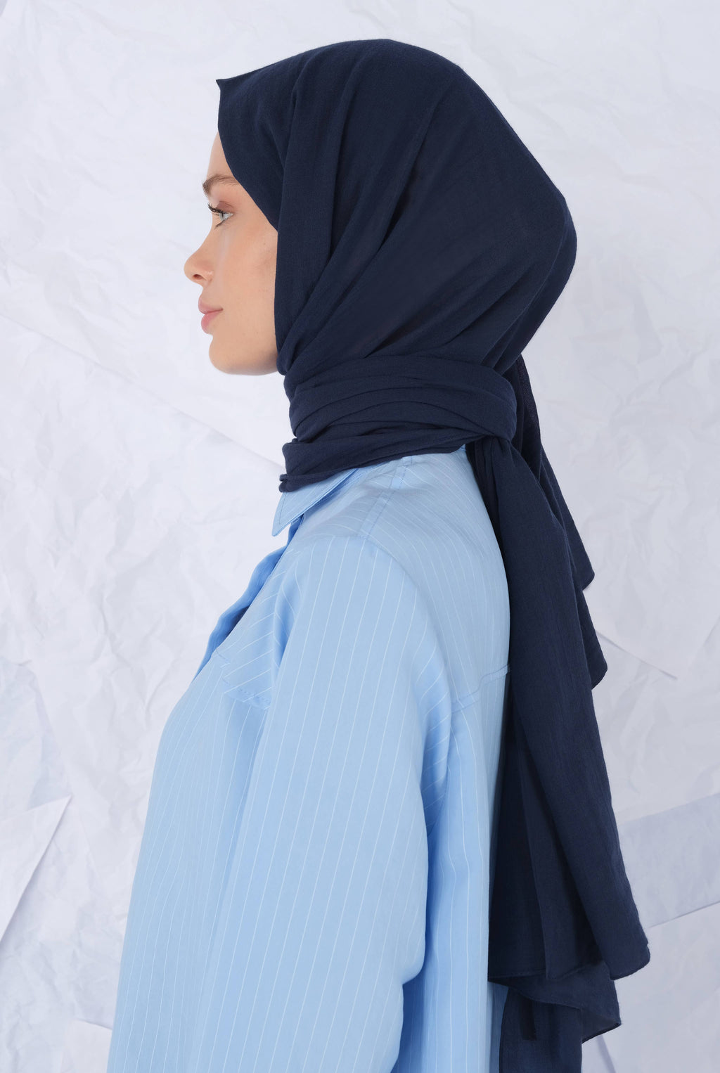 Cotton Shawl Office Navy Blue