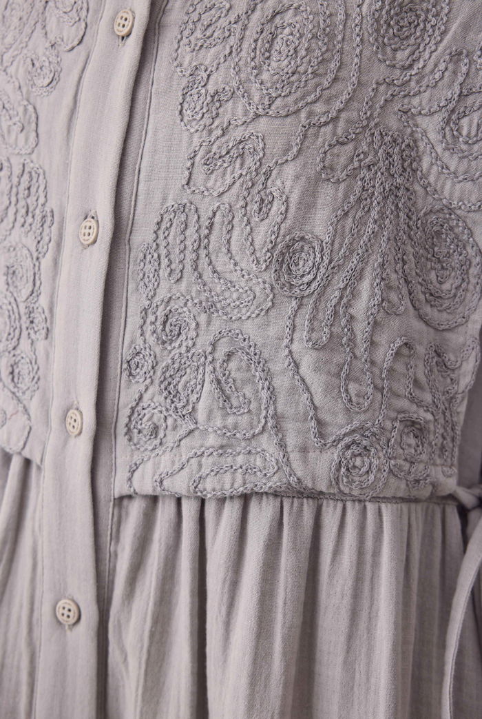 Reverse Front Muslin Dress Light Grey