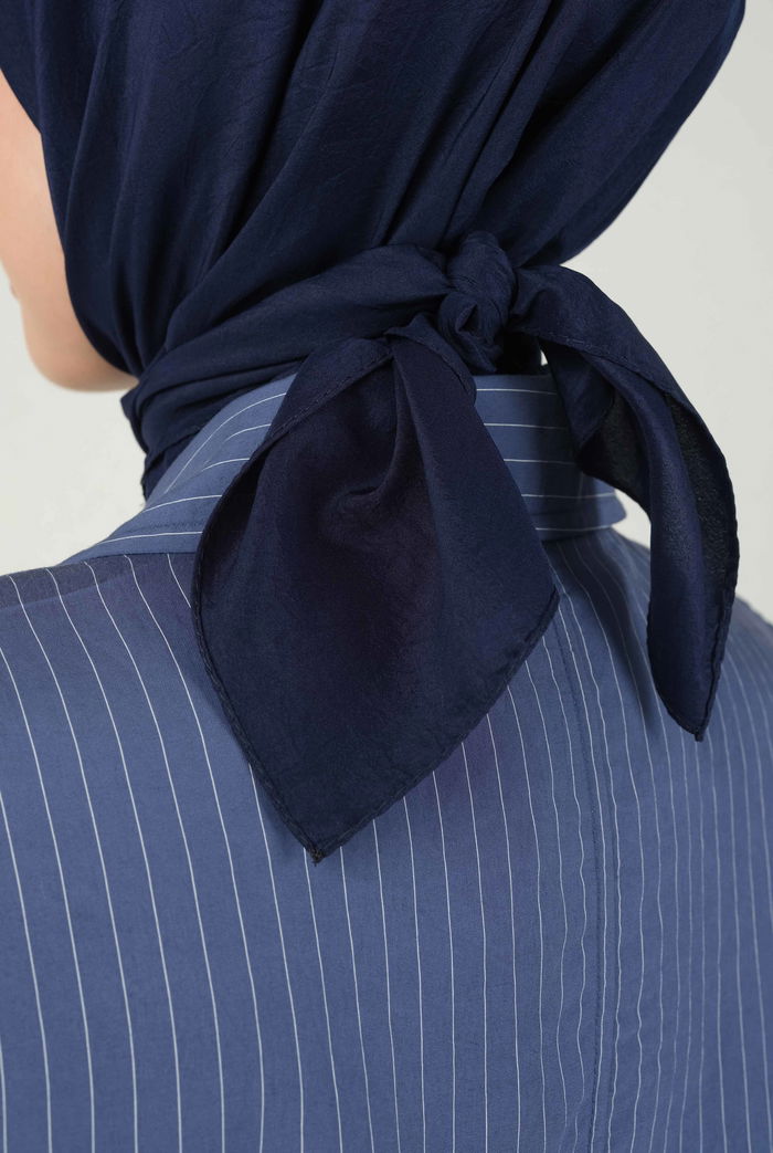 Soft Wrinkle Scarf Office Navy Blue